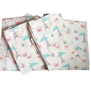 Your Zone  Full Sheet Set Paris ~ Eiffel Tower ~ Flat/Fitted Sheet 2 Pillowcases